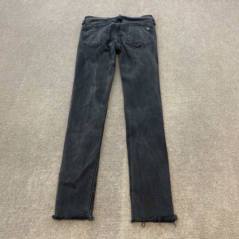 Rag & Bone Jeans Womens 25 Ankle Skinny Faded Black Raw Hem Stretch Fits 25x26